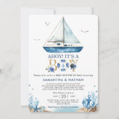 Nautical Boat Ahoy Het is een Jongen Baby shower p Kaart (Voorkant)