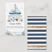 Nautical Boat Ahoy Het is een tweelingboot luieraf Informatiekaartje (Voorkant / Achterkant)