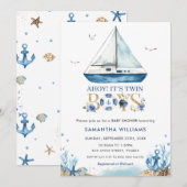 Nautical Boat Ahoy Het is Twin Boys Baby shower  Kaart (Voorkant / Achterkant)