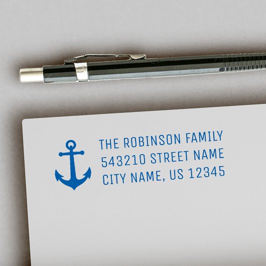 Nautical  Boat Anchor Address of Text Zelfinktende Stempel