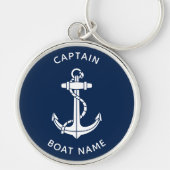 Nautical Boat Anchor and Name Captain Custom Sleutelhanger (Voorkant)