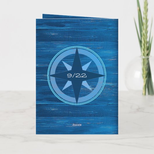 Nautical Boat Anchor and Seahorse Happy Birthday Kaart (Achterkant)