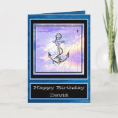 Nautical Boat Anchor and Seahorse Happy Birthday Kaart (Voorkant)