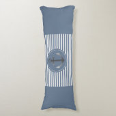 Nautical Boat Anchor Blue en White Striped Lichaamskussen (Voorkant Verticaal)