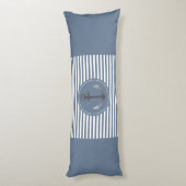 Nautical Boat Anchor Blue en White Striped Lichaamskussen (Achterkant (Verticaal))