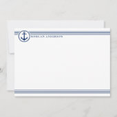 Nautical Boat Anchor Custom Name Navy Blue White Notitiekaartje (Voorkant)