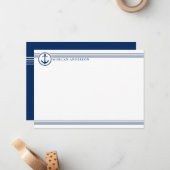 Nautical Boat Anchor Custom Name Navy Blue White Notitiekaartje (Voorkant / Achterkant in situ)