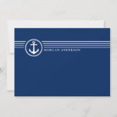 Nautical Boat Anchor Custom Name Navy Blue White Notitiekaartje (Achterkant)