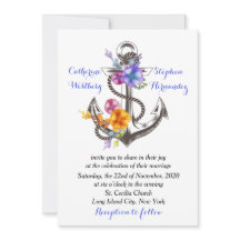 Nautical Boat Anchor Floral Blue Wedding