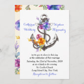 Nautical Boat Anchor Floral Blue Wedding Kaart (Voorkant / Achterkant)
