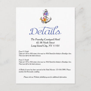Nautical Boat Anchor Floral — Richting details Informatiekaartje