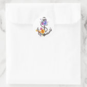 Nautical Boat Anchor Floral Ronde Sticker (Tas)