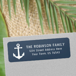 Nautical  Boat Anchor Grey Blue Address Etiket