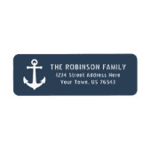 Nautical  Boat Anchor Grey Blue Address Etiket (Voorkant)