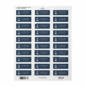 Nautical  Boat Anchor Grey Blue Address Etiket (Full Sheet)