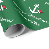 Nautical boat anchor kerstinpakpapier cadeaupapier (Rol Hoek)