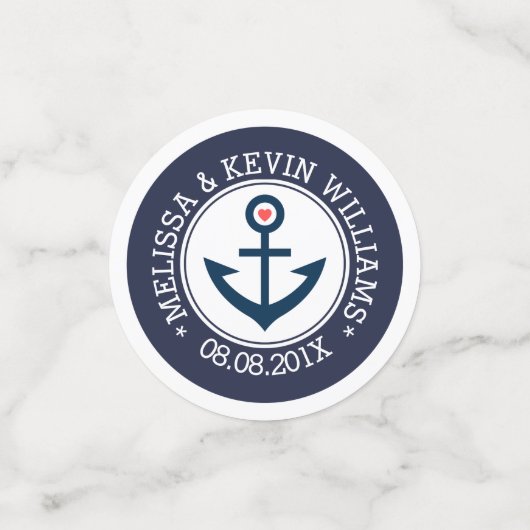 Nautical Boat Anchor, marineblauw en witbruiloft Confetti (Kleine voorkant)