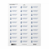 Nautical  Boat Anchor Navy Blue Address Etiket (Full Sheet)