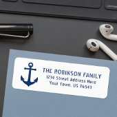 Nautical  Boat Anchor Navy Blue Address Etiket