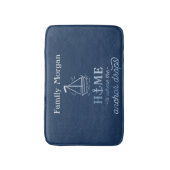 Nautical Boat Anchor Navy Blue Badmat (Voorkant Verticaal)