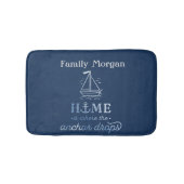 Nautical Boat Anchor Navy Blue Badmat (Voorkant)