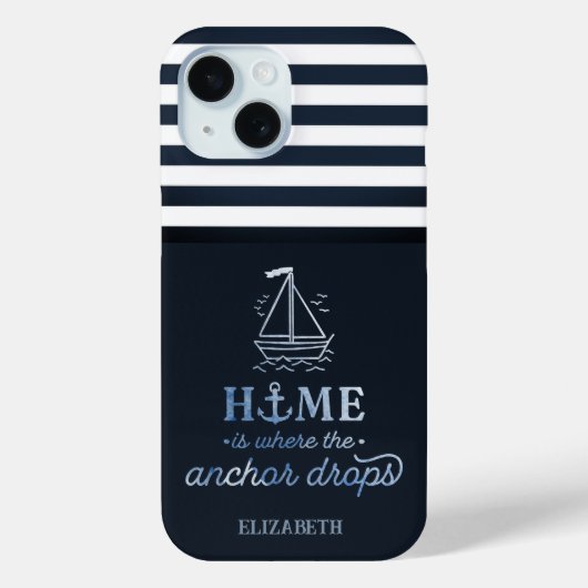 Nautical Boat Anchor Navy Blue Case-Mate iPhone Case (Achterkant)