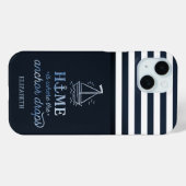 Nautical Boat Anchor Navy Blue Case-Mate iPhone Case (Achterkant (horizontaal))
