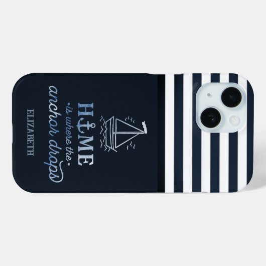 Nautical Boat Anchor Navy Blue Case-Mate iPhone Case (Achterkant (horizontaal))