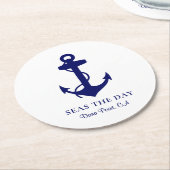 Nautical Boat Anchor Ronde Kartonnen Onderzetter (Gebogen)