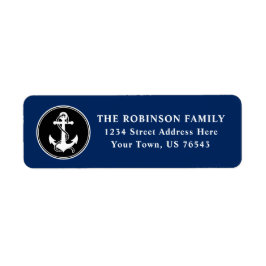 Nautical Boat Anchor Rope Black Blue White adres Etiket