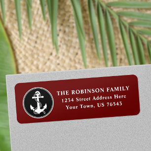 Nautical Boat Anchor Rope Black White Adres Etiket