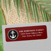 Nautical Boat Anchor Rope Black White Adres Etiket