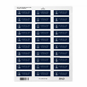 Nautical Boat Anchor & Rope Deep Blue Address Etiket (Full Sheet)