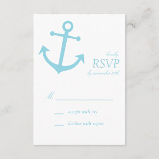 Nautical Boat Anchor RSVP-kaarten (Bleek blauw) RSVP Kaartje