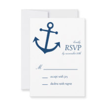 Nautical Boat Anchor RSVP-kaarten (Navy Blue)