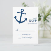 Nautical Boat Anchor RSVP-kaarten (Navy Blue) RSVP Kaartje (Staand voorkant)