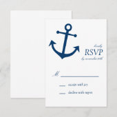 Nautical Boat Anchor RSVP-kaarten (Navy Blue) RSVP Kaartje (Voorkant / Achterkant)
