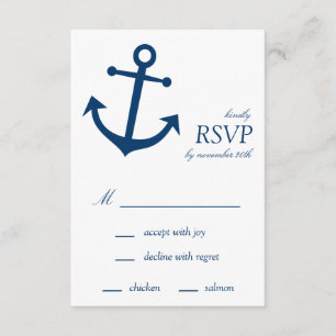 Nautical Boat Anchor RSVP-kaarten (Navy Blue) RSVP Kaartje