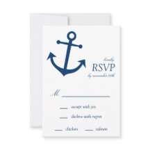 Nautical Boat Anchor RSVP-kaarten (Navy Blue)