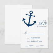 Nautical Boat Anchor RSVP-kaarten (Navy Blue) RSVP Kaartje (Voorkant / Achterkant)