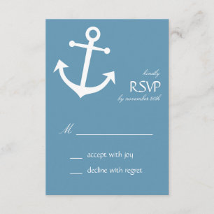 Nautical Boat Anchor RSVP-kaarten (Steel Blue Grey RSVP Kaartje