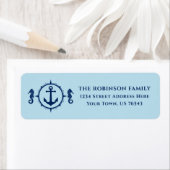 Nautical Boat Anchor Seahorse Ice Blue Address Etiket (Insitu)