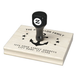 Nautical  Boat Anchor Stars Name Address Rubberstempel
