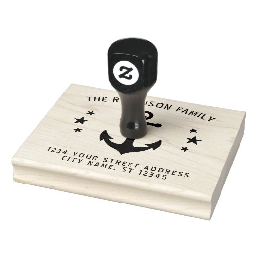 Nautical  Boat Anchor Stars Name Address Rubberstempel (Stempel)
