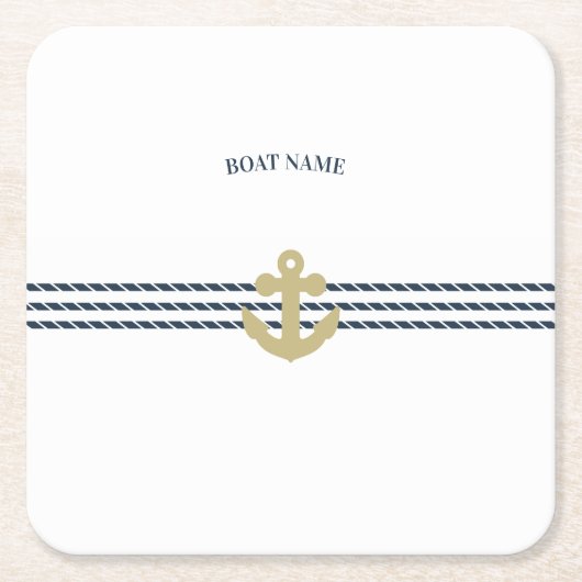 Nautical Boat Anchor, touw Kartonnen Onderzetters (Voorkant)