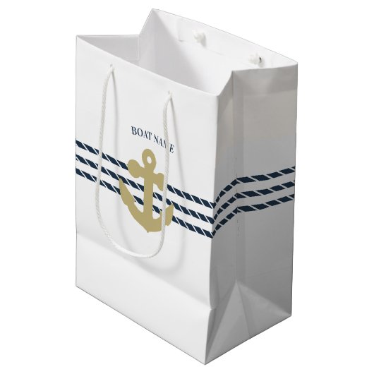 Nautical Boat Anchor, touw Medium Cadeauzakje (Voorkant Gekanteld)