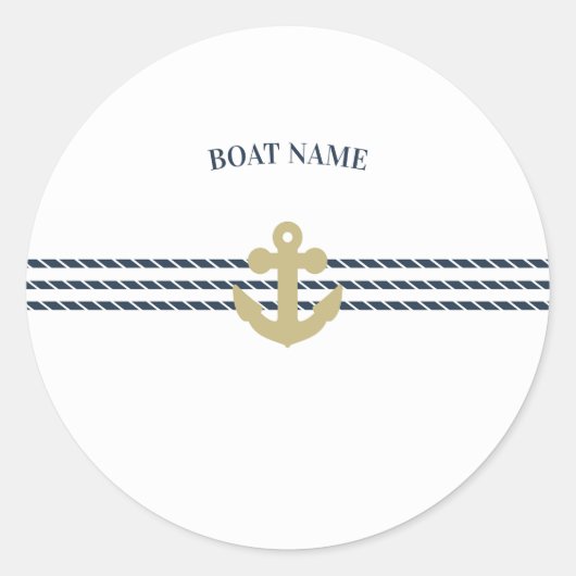Nautical Boat Anchor, touw Ronde Sticker (Voorkant)