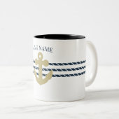 Nautical Boat Anchor, touw Tweekleurige Koffiemok (Voorkant rechts)