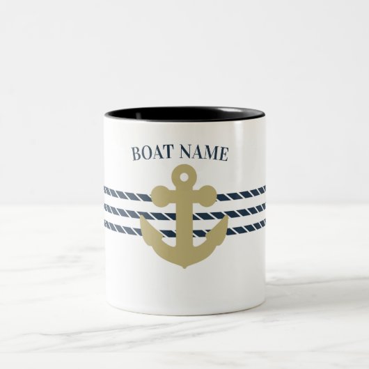 Nautical Boat Anchor, touw Tweekleurige Koffiemok (Center)