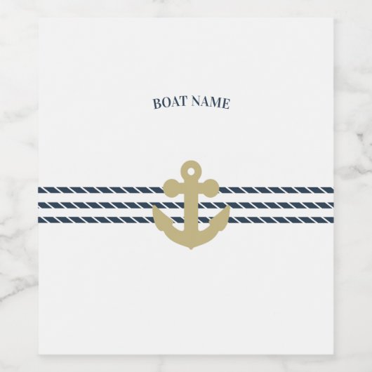 Nautical Boat Anchor, touw Wijn Etiket (Enkel label)